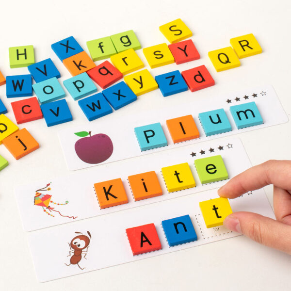 Early Educational Children Learning English Letter Matching Game Wooden Spelling Words Toy