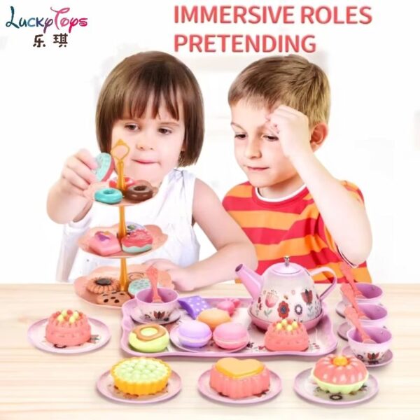 Simulated Afternoon Tea Set Miniature Dessert Food Cake Portable Gift Box Early Educational Playhouse Series Toy for Kids