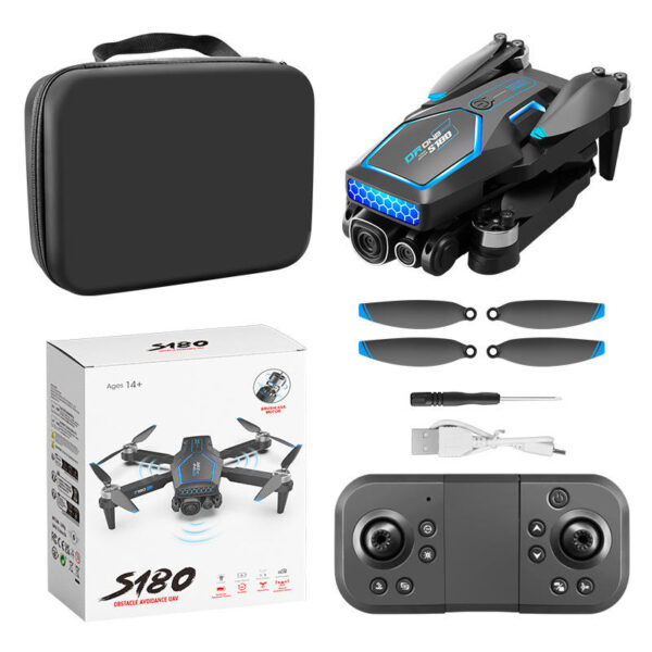 2025 S180 Brushless Motor Drone with Optical Flow Obstacle Avoidance 4K HD Remote Control Camera for Aerial Photography UAV Drone Quadcopter With 8K HD Brushless Motor Obstacle Avoidance Drone Camera Beginner Drones  with 3 rechargeable batteries