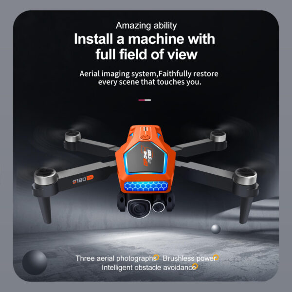 2025 S180 Brushless Motor Drone with Optical Flow Obstacle Avoidance 4K HD Remote Control Camera for Aerial Photography UAV Drone Quadcopter With 8K HD Brushless Motor Obstacle Avoidance Drone Camera Beginner Drones  with 3 rechargeable batteries
