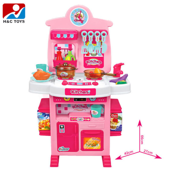 Toddler Plastic Pretend Play Kitchen Table Light and Sound Simulate Cooking Game Kitchen Toys for Kids