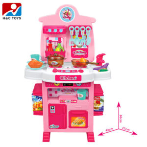 Toddler Plastic Pretend Play Kitchen Table Light and Sound Simulate Cooking Game Kitchen Toys for Kids