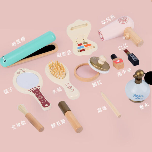 Children's Wooden Playhouse Dressing Table Set with Princess Makeup Bag Girls' Simulated Cosmetics Toys Beauty & Fashion Toy pad